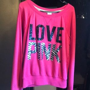 PINK with sequin crew neck